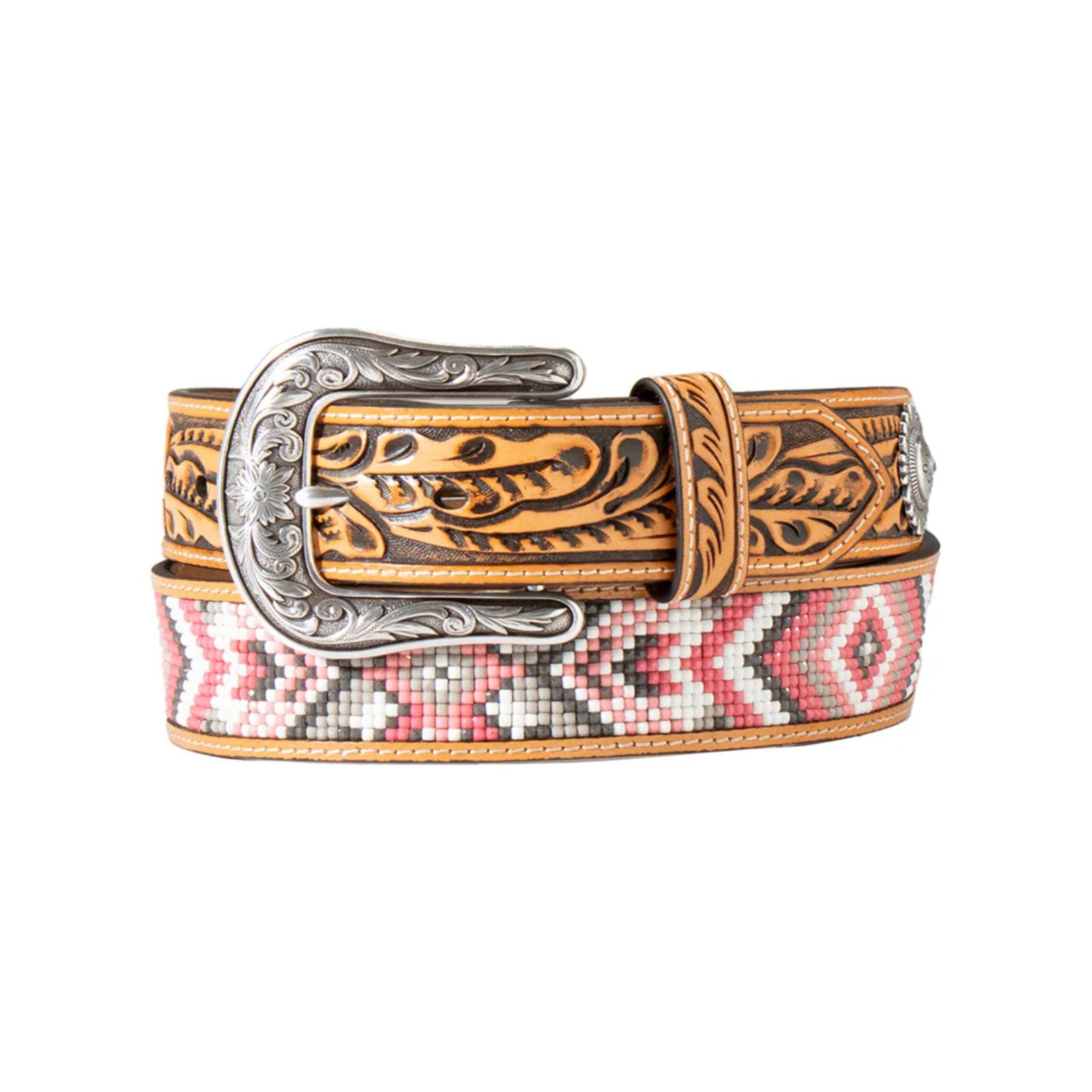 Angel Ranch Belt -Ladies-  BEADED INLAY BELT- PINK D140006930
