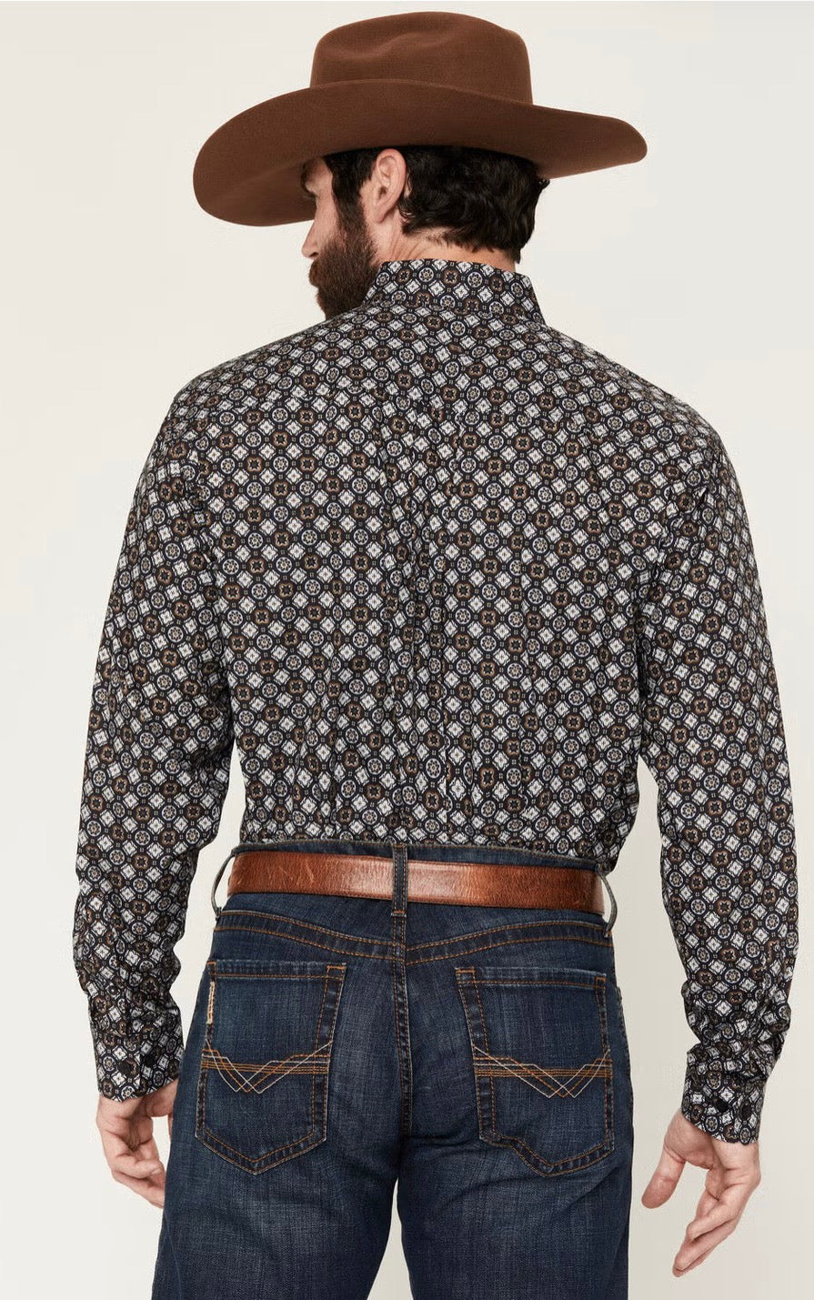Cinch Men's Navy Geometric,Button Down Shirt MTW1106149
