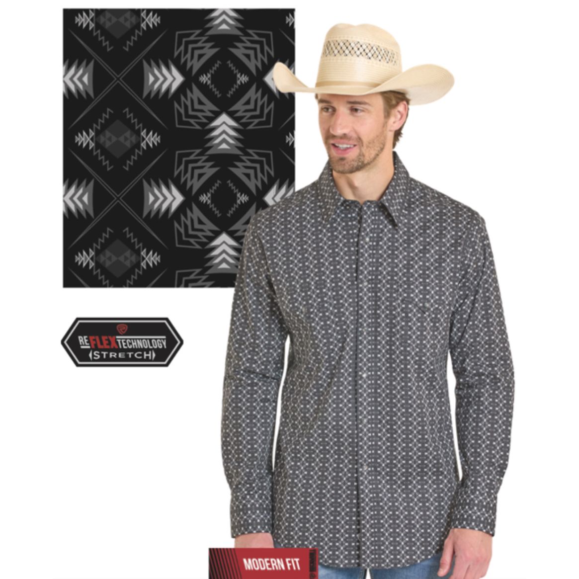 Rock & Roll Men’s Western Shirt, Long Sleeve, BMN2S08297
