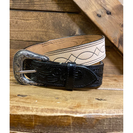 Nocona Men’s Belt - Natural Roughout, Bootstitch Design N210009101