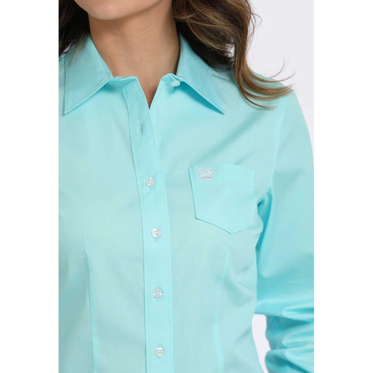 CINCH - Ladies Western Shirt, BUTTON-DOWN, Teal MSW9164244