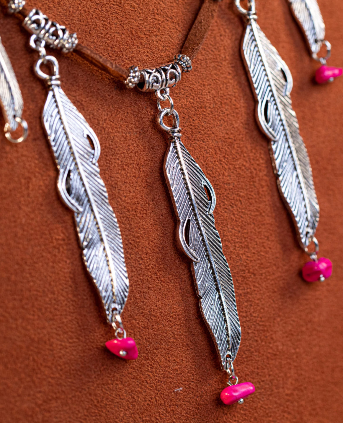 Wrangler Jewelry Set Pink w/ Feathers WNS-1030HPK