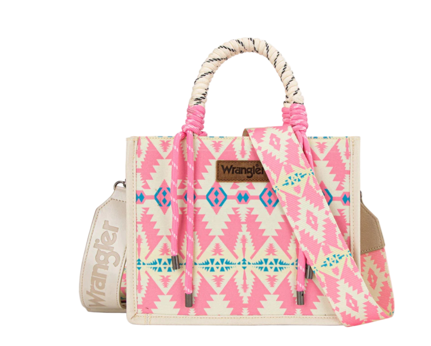 Wrangler Ladies Aztec Print Rope Tote/Crossbody - Light Pink WG206-8122SLPK