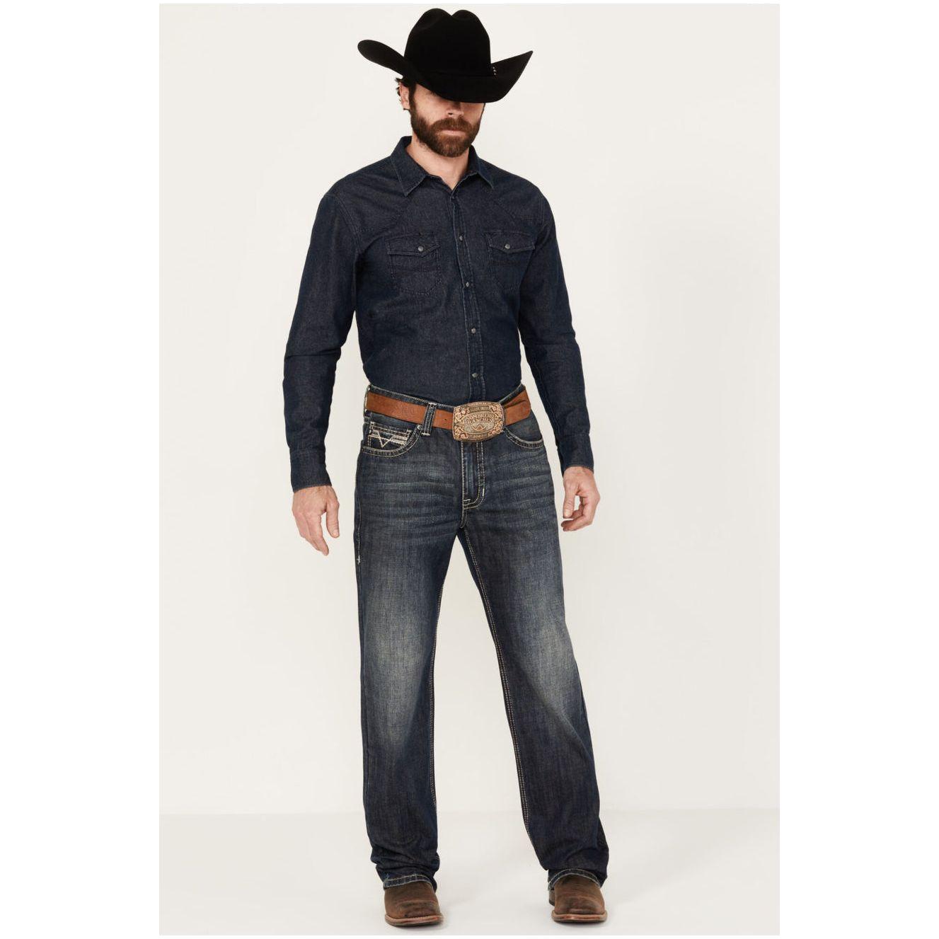 * ROCK & ROLL Men’s JEAN - Dark Vintage, Double Barrel Relaxed Straight, RRMD0SR1FZ