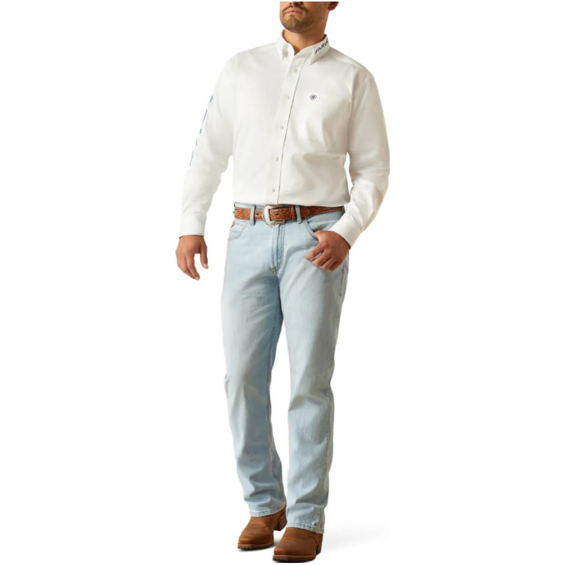 Ariat Men’s Western Shirt, Long Sleeve Button Up, Team Logo, Twill 10059132