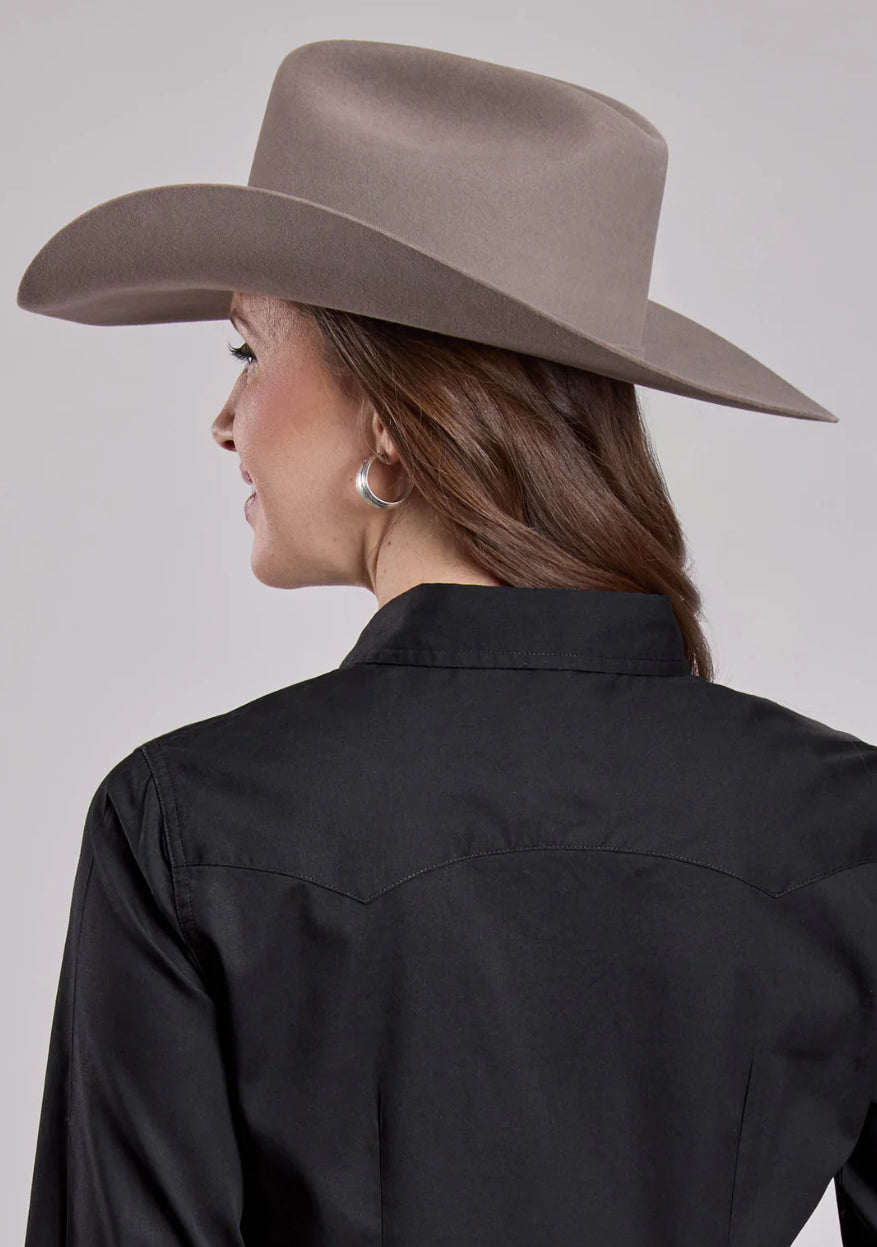 Roper Ladies Western Snap Shirt, Poplin, Black 03-050-0060-0712