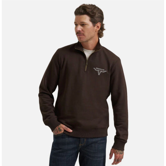 Wrangler Men’s 1/4 Zip Sweatshirt, Brown, 112379609