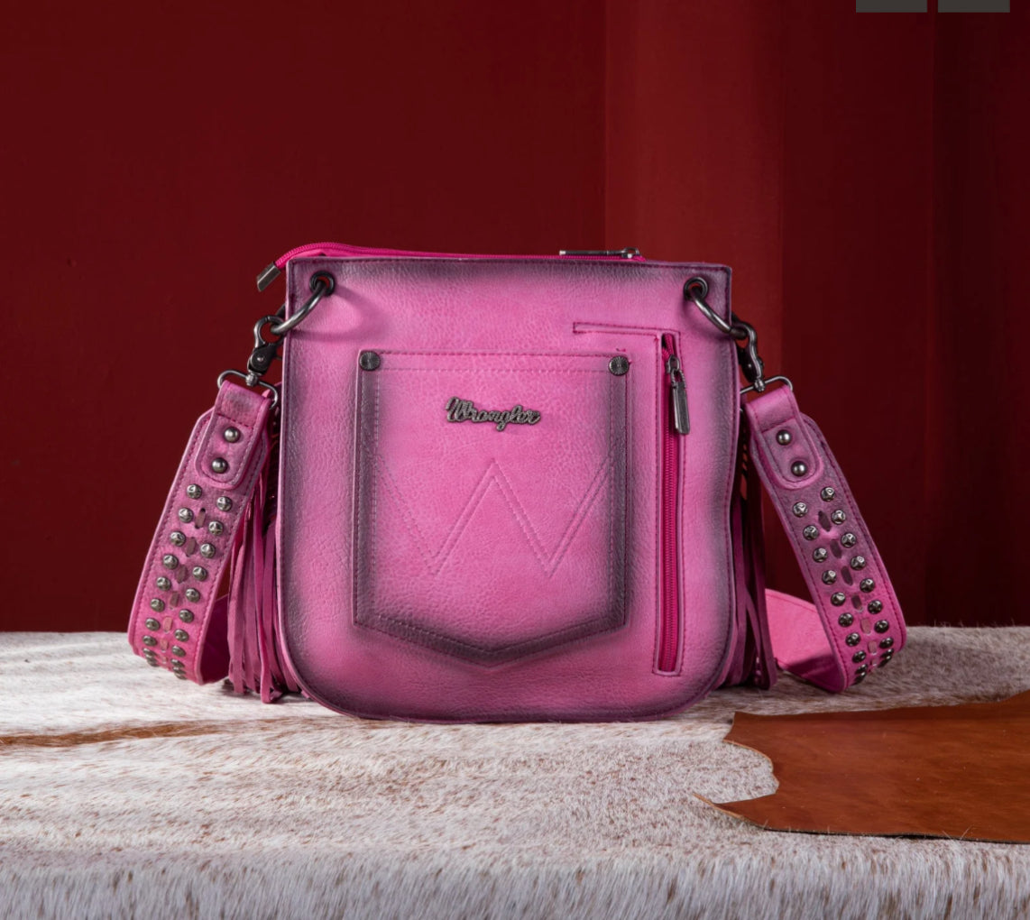 Wrangler Rivets Fringe Concealed Carry Crossbody -Hot Pink WG65-G2003HPK