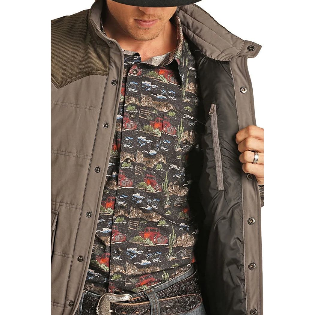 Rock N Roll Men,s Vest Vintage ‘46 Corduroy Charcoal 98-1109