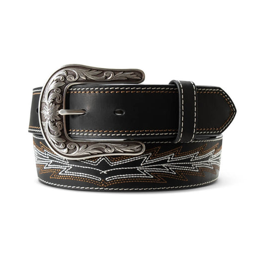 Ariat Ladies Belt, Black Leather, Casanova, Boot-stitch A1568001