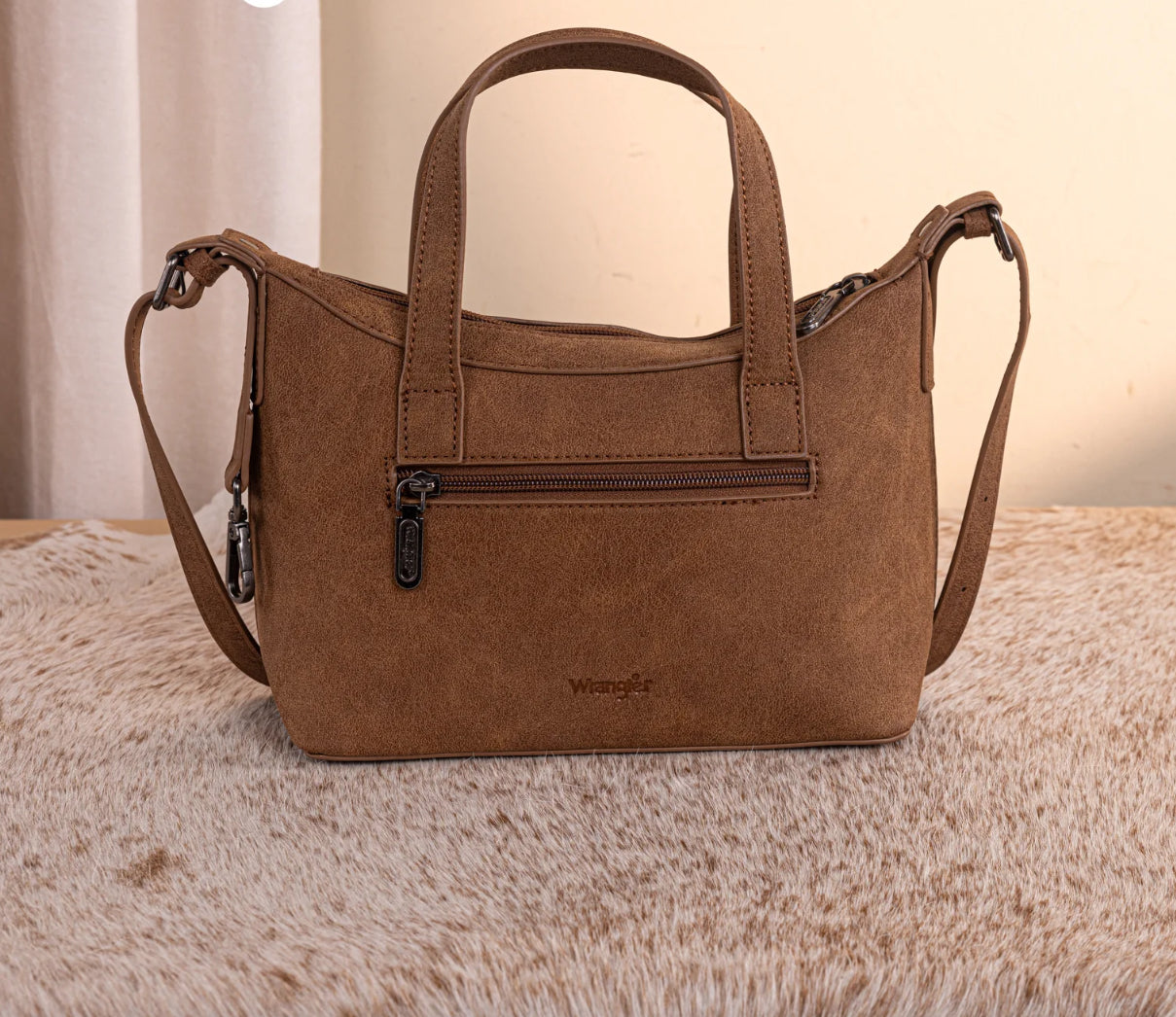 Wrangler Tooled Aztec Pattern Print Tote/Crossbody, WG226-8605BR