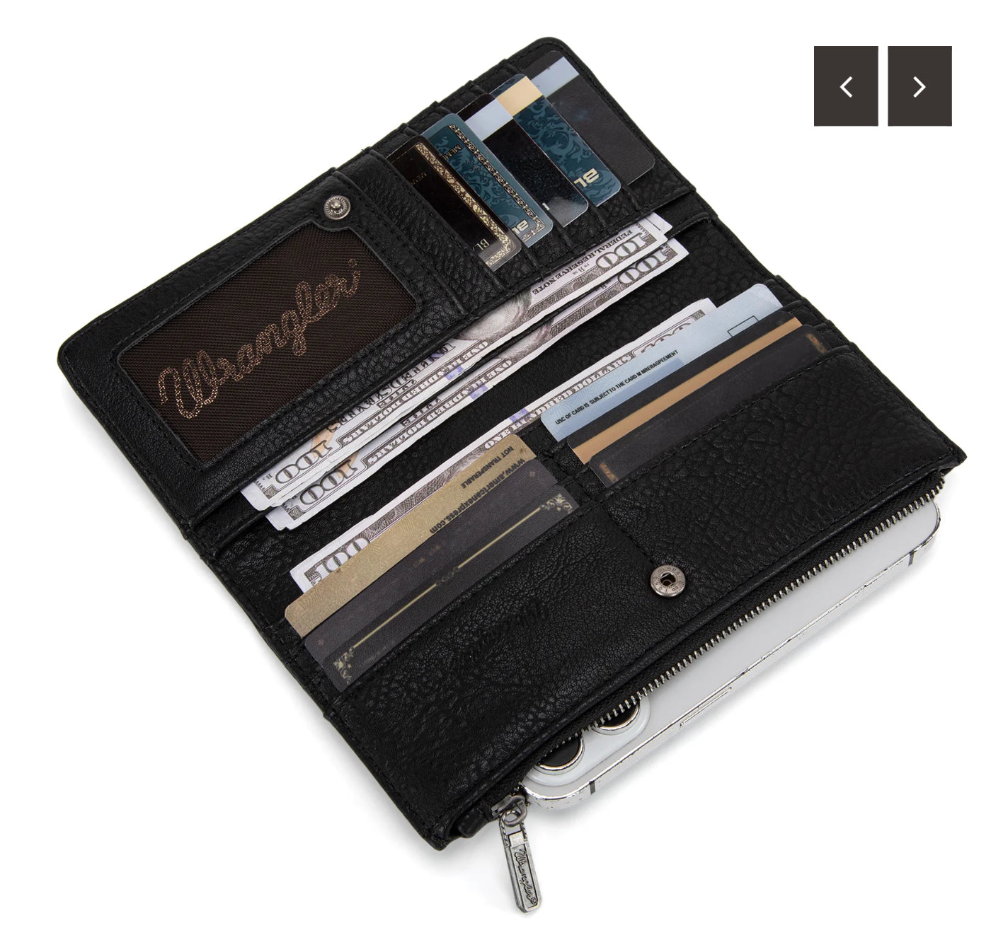 Wrangler Ladies Wallet, Embroidered Bi-Fold - Black WG145-212BK