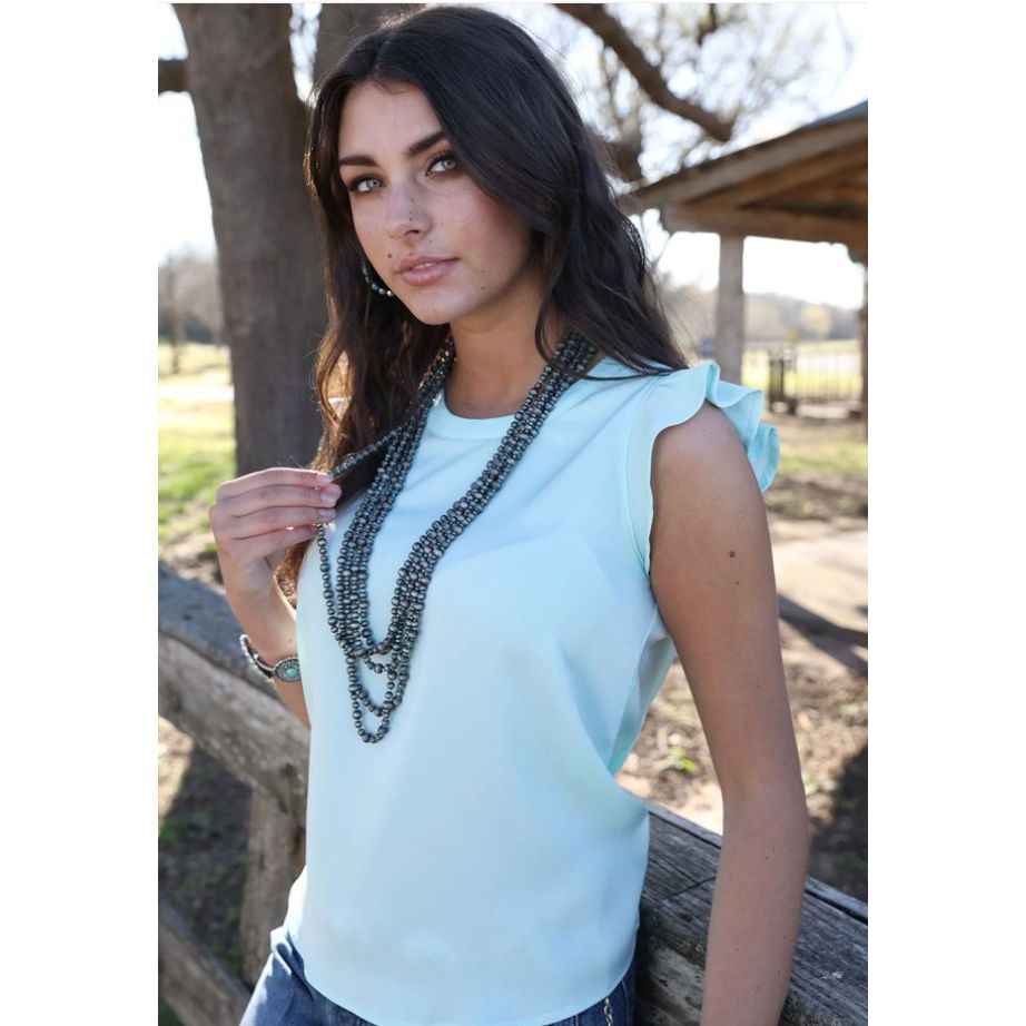 Cruel Denim Ladies, Light Blue Ruffled Blouse CTW7534001
