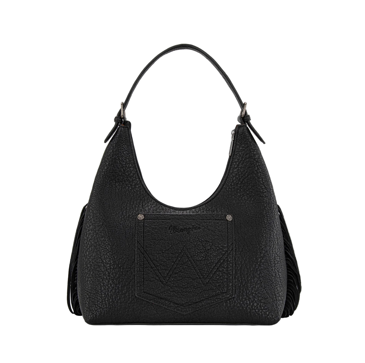 WRANGLER Fringe Floral Tooled Hobo Bag- Black WG265-3027BK