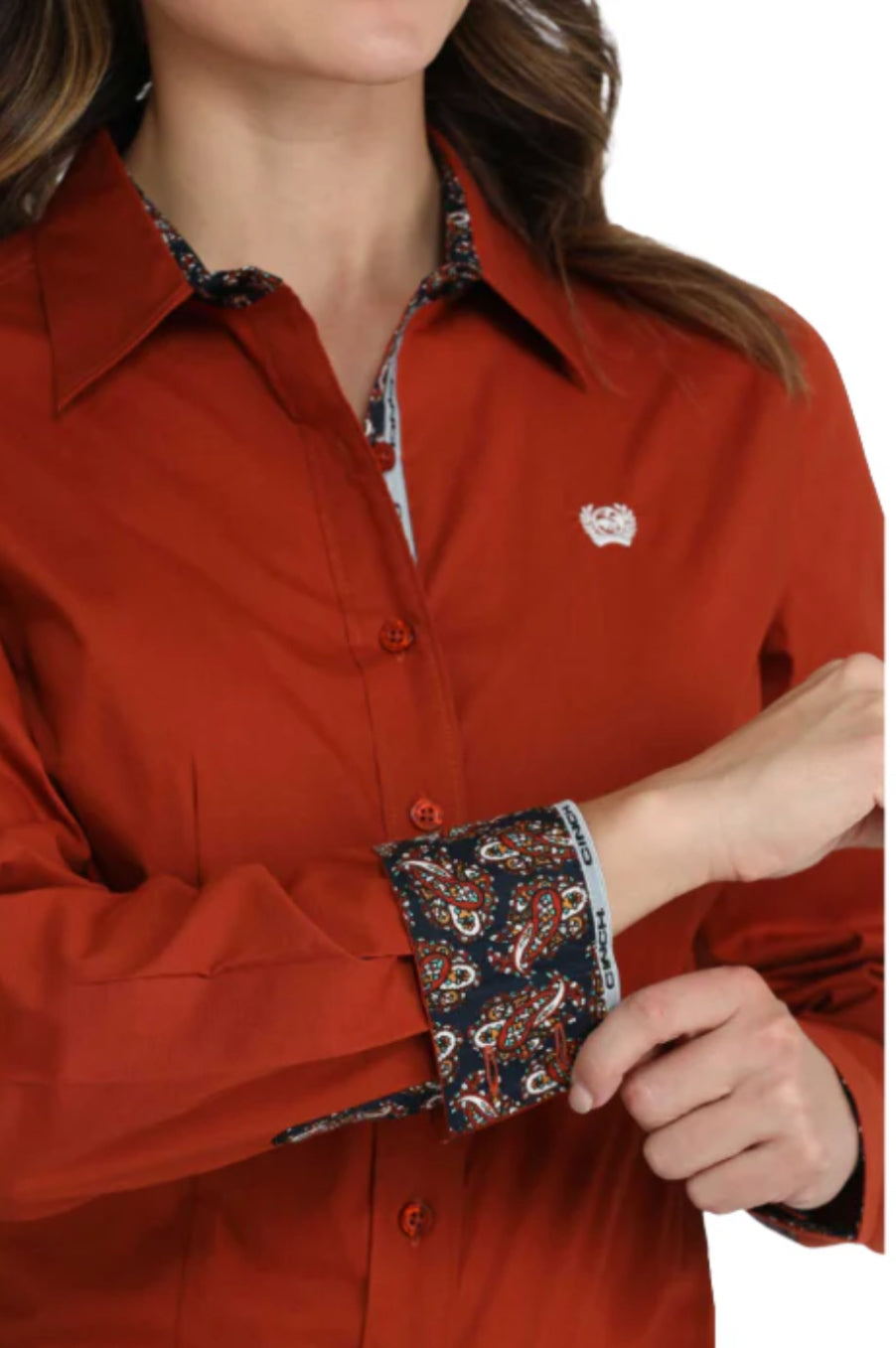 CINCH - Ladies Western Shirt, BUTTON-DOWN, Rust- MSW9165073