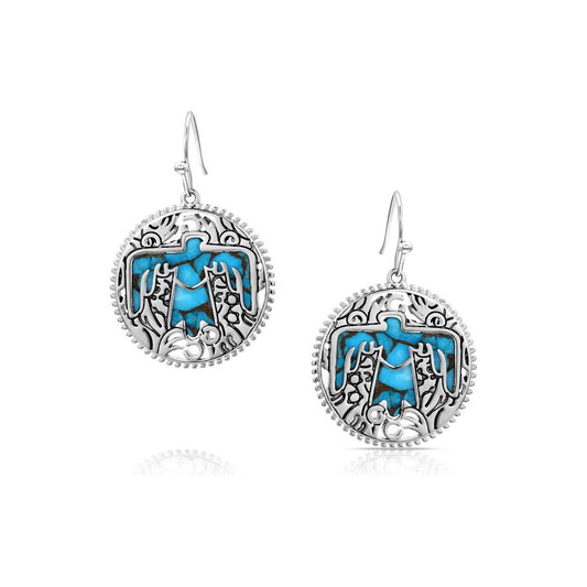 Montana Silversmiths -  Earrings - Strength Thunderbird Turquoise ER6184