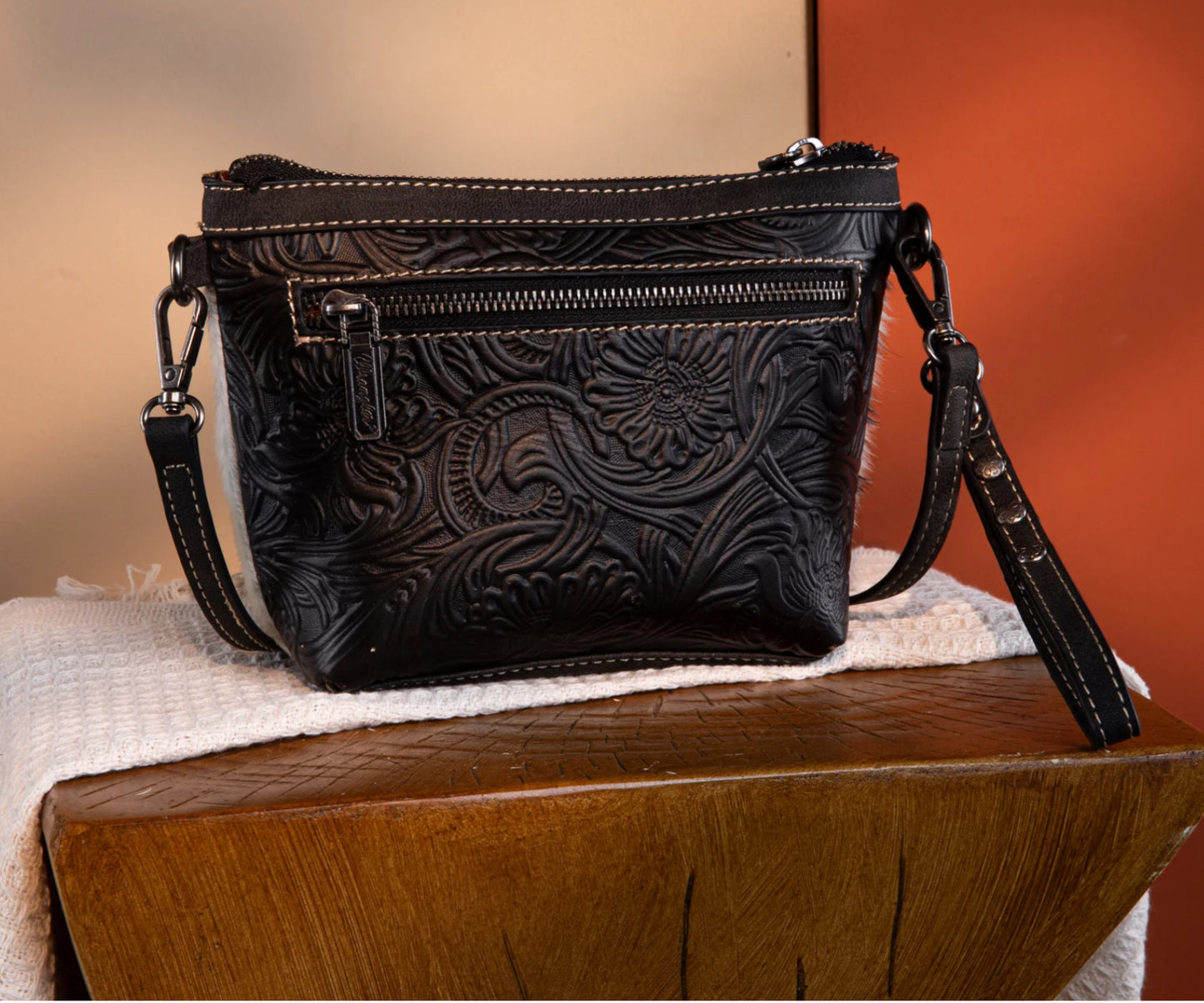 Wrangler Genuine Hair-On Cowhide Tote/Crossbody WG169-1812BK