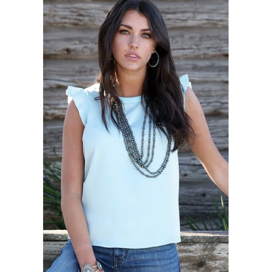Cruel Denim Ladies, Light Blue Ruffled Blouse CTW7534001
