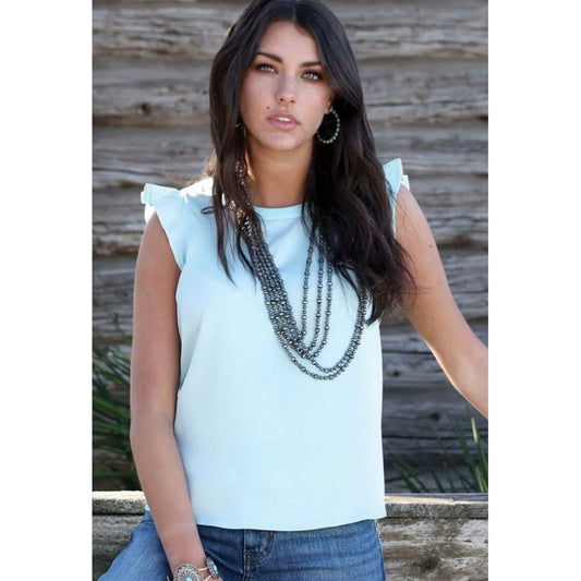 Cruel Denim Ladies, Light Blue Ruffled Blouse CTW7534001