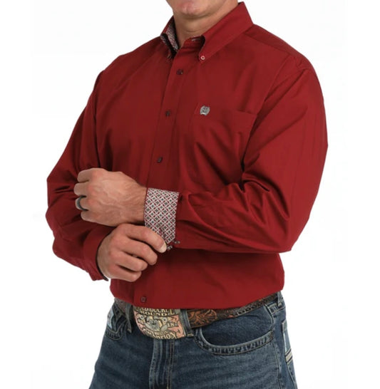 Cinch Men's Solid Burgundy Button Down Shirt MTW1106139