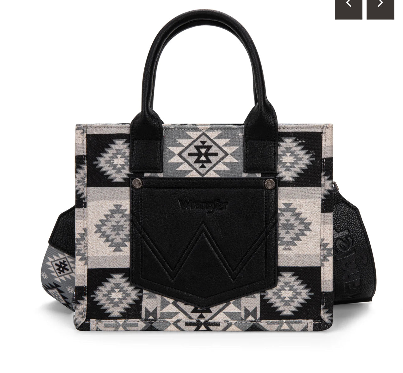 Wrangler Southwestern Print Small Canvas Tote/Crossbody - Blk WG2209- 8120SBK