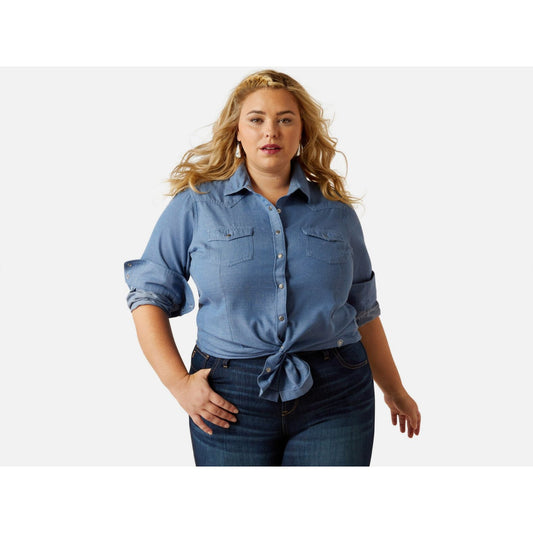 Ariat Ladies Shirt, Long Sleeve, Snap, Light Chambray 10060362