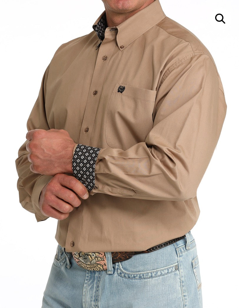 Cinch Men’s Button Down Western Shirt, Long Sleeve, Kaki MTW1106090