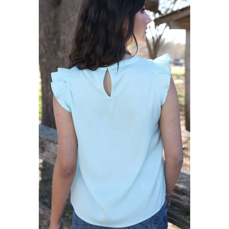 Cruel Denim Ladies, Light Blue Ruffled Blouse CTW7534001