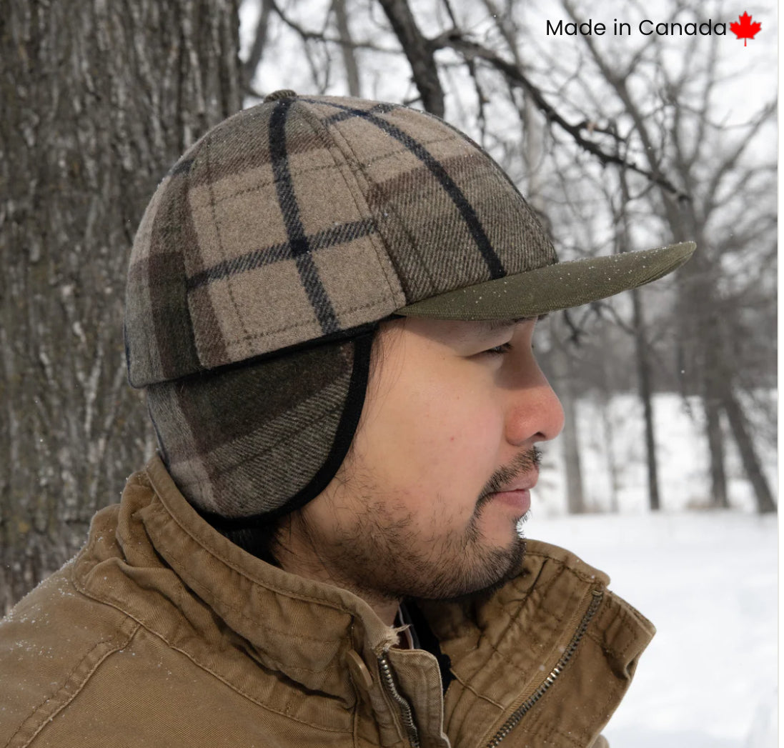 CROWNCAP Woodland Plaid Ballcap with Dropdown Earband 1-9683