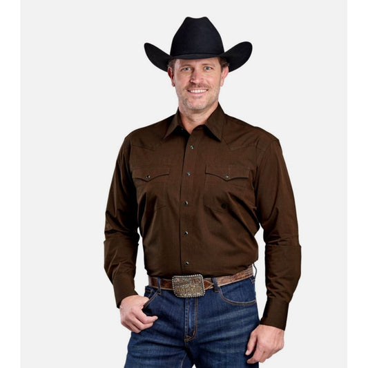 Roper Men’s Snap Shirt, Poplin, Brown 03-01-265-673 BR
