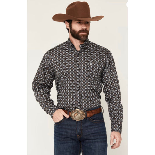 Cinch Men's Navy Geometric,Button Down Shirt MTW1106149
