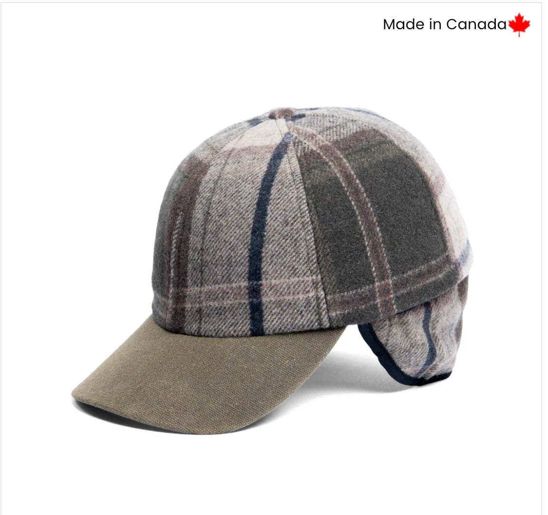 CROWNCAP Woodland Plaid Ballcap with Dropdown Earband 1-9683