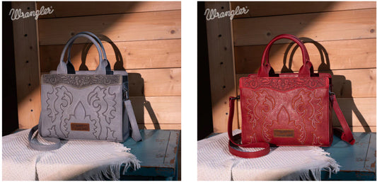 Wrangler Ladies Bootstitch Mini Top Handle, Crossbody, Tote, WG145-9250 Red or Jean