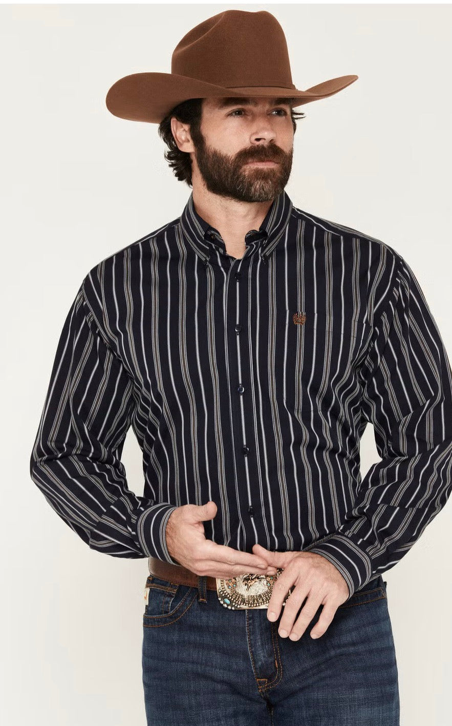 Cinch Men's Navy Stripe, Button Down Shirt MTW1106150