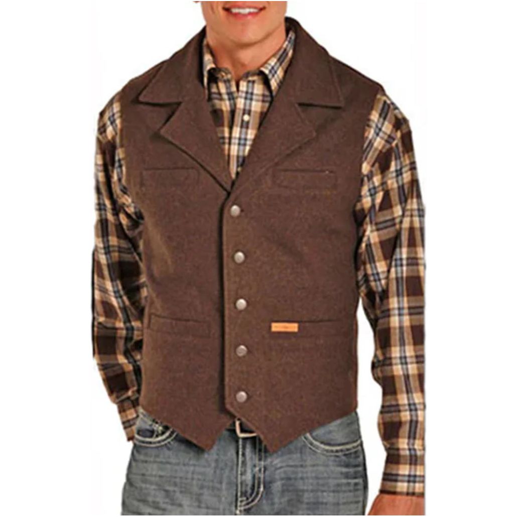 POWDER RIVER OUTFITTERS Preium Wool MENS  Brown TALL VEST 98T1176