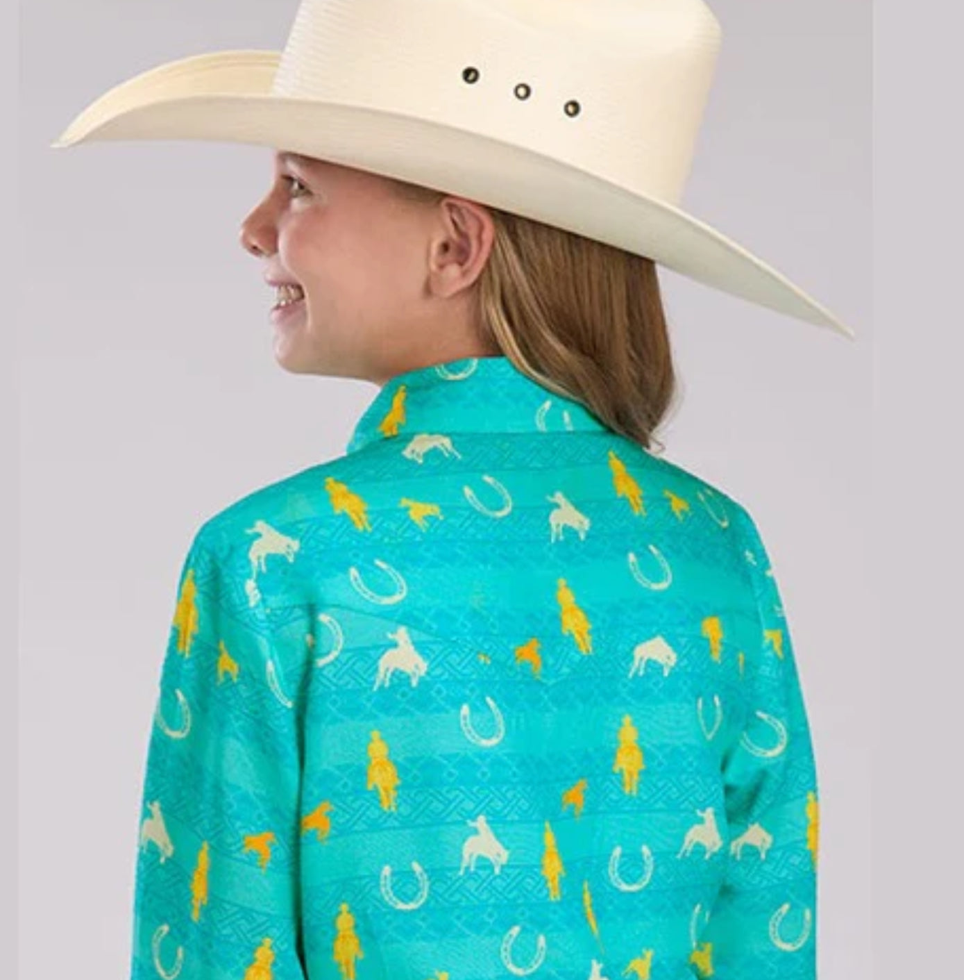 Roper Girl's Western Shirt - Long Sleeve, Snap, Turquoise 03-080-0590-4072