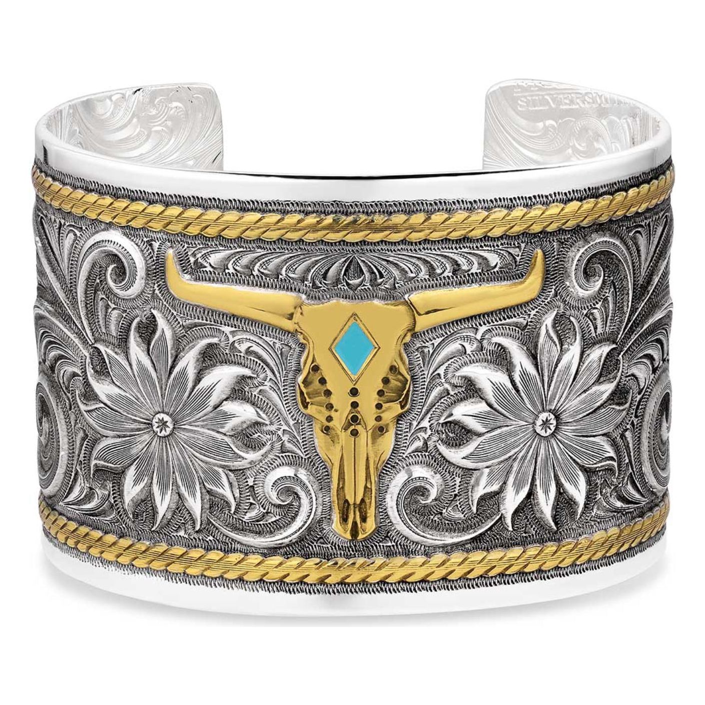 Montana Silversmith - Cuff Bracelet - Longhorn Bitterroot BC1626RTG