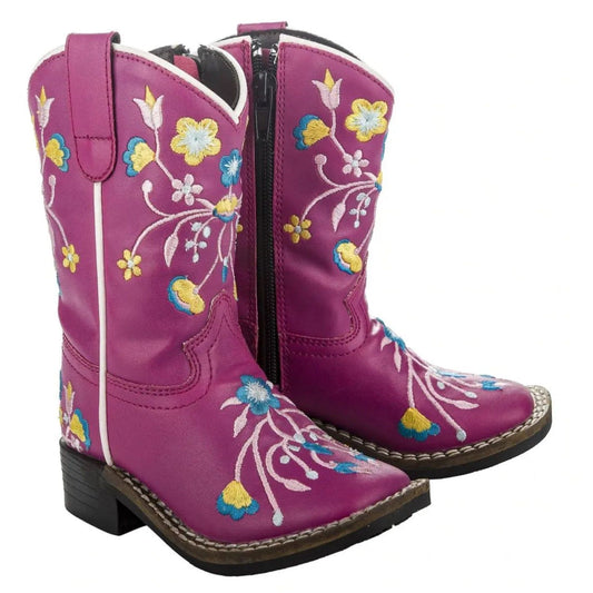 Tuffrider Youth Wester Cowboy Boot, Hot Pink Floral 30204