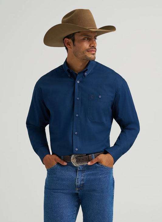 Wrangler Men’s George Straight, Button Down, Navy, 112368198