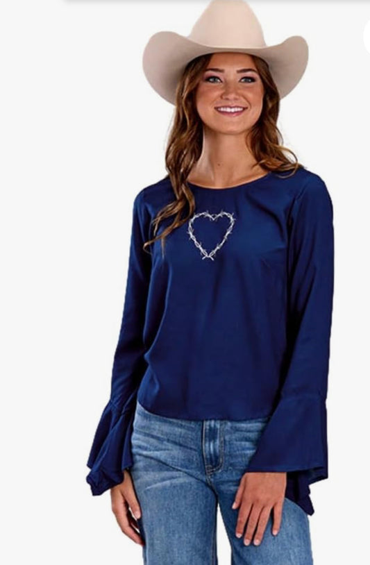 Roper Ladies Rayon Blou Shirt, Blue 03-050-0565-4054