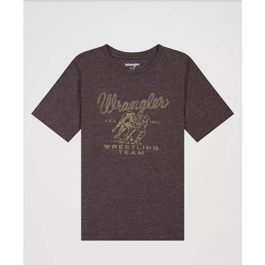 Wrangler Boy’s T-Shirt, Brown, Wrestling Team 112379618