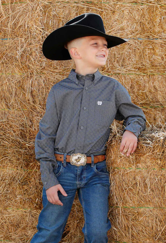 Cinch Boys Long Sleeve Western Button Up Shirt, MTW7060394