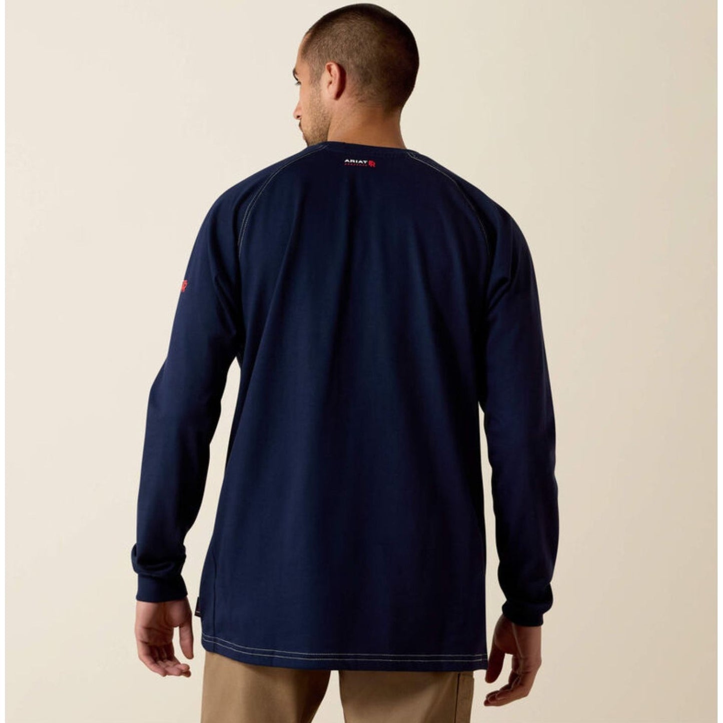 Ariat Mens Navy Fire Resistant Work Crew, Long Sleeve TShirt | 10012256.
