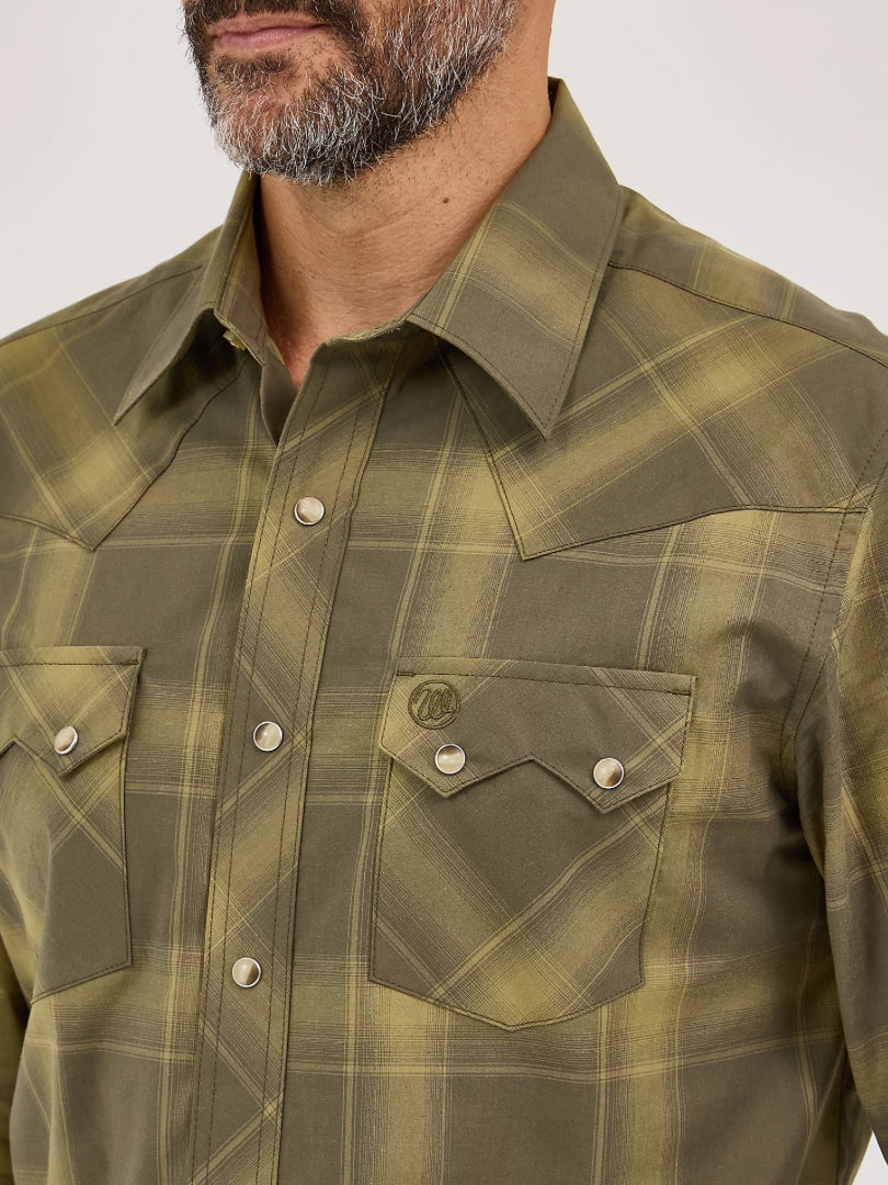 Wrangler Mens Retro® Snap Western Shirt, Green Plaid - 112369543