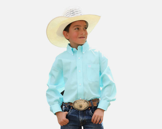 Cinch Boy’s Western Shirt, Turquoise, Button Down - MTW7060382