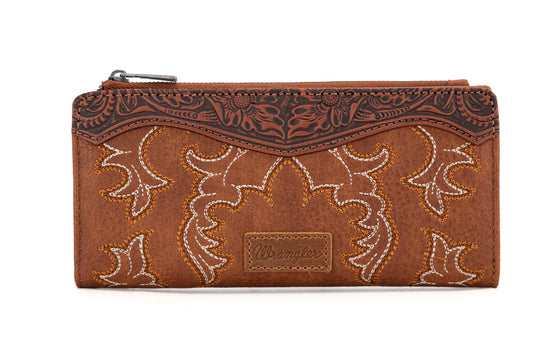 Wrangler Ladies Wallet, Embroidered Bi-Fold - Brown WG145-212BR