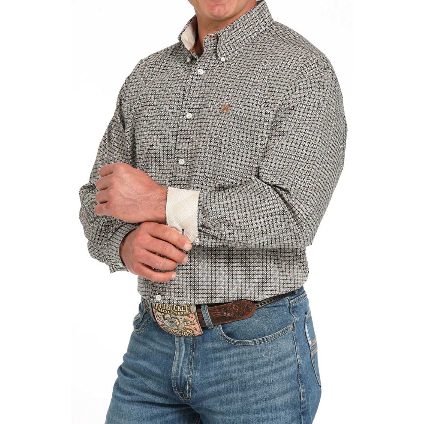 CINCH - Men LONG SLEEVE BUTTON-DOWN SHIRT, Brown/ Black MTW1105941