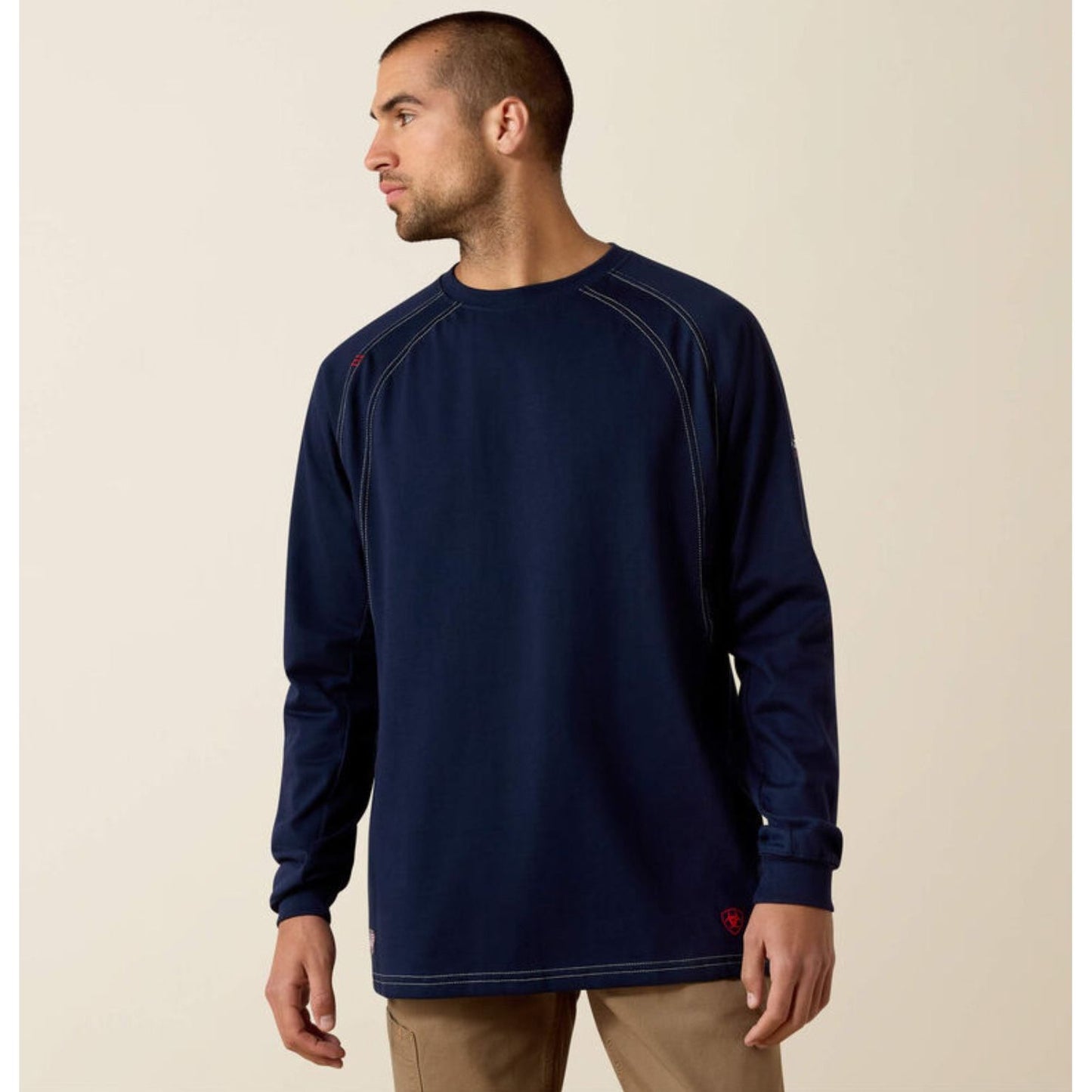 Ariat Mens Navy Fire Resistant Work Crew, Long Sleeve TShirt | 10012256.