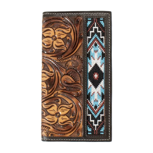 3D Belt Company Rodeo Wallet, Floral Tooled, Inlay Stitching D250010802