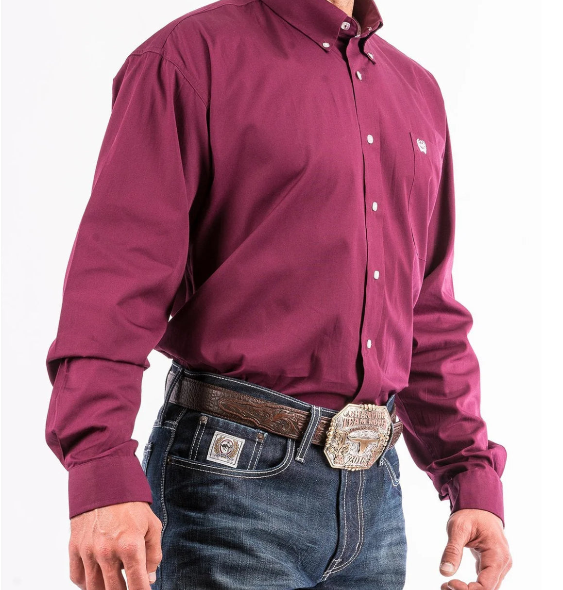 Cinch Men’s Western Shirt - Button Front,Burgandy MTW104239X